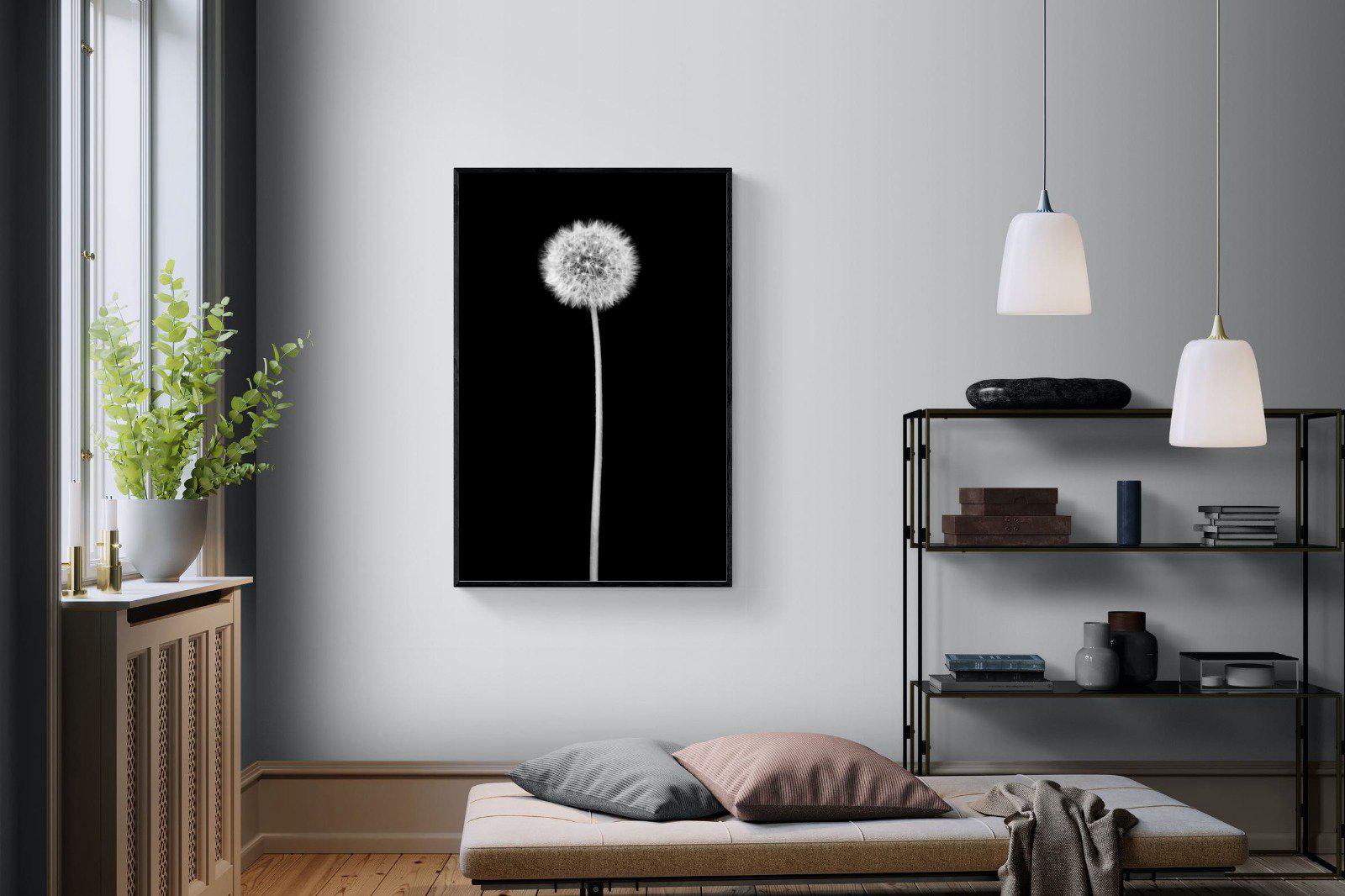Dandelion Noir-Wall_Art-100 x 150cm-Mounted Canvas-Black-Pixalot