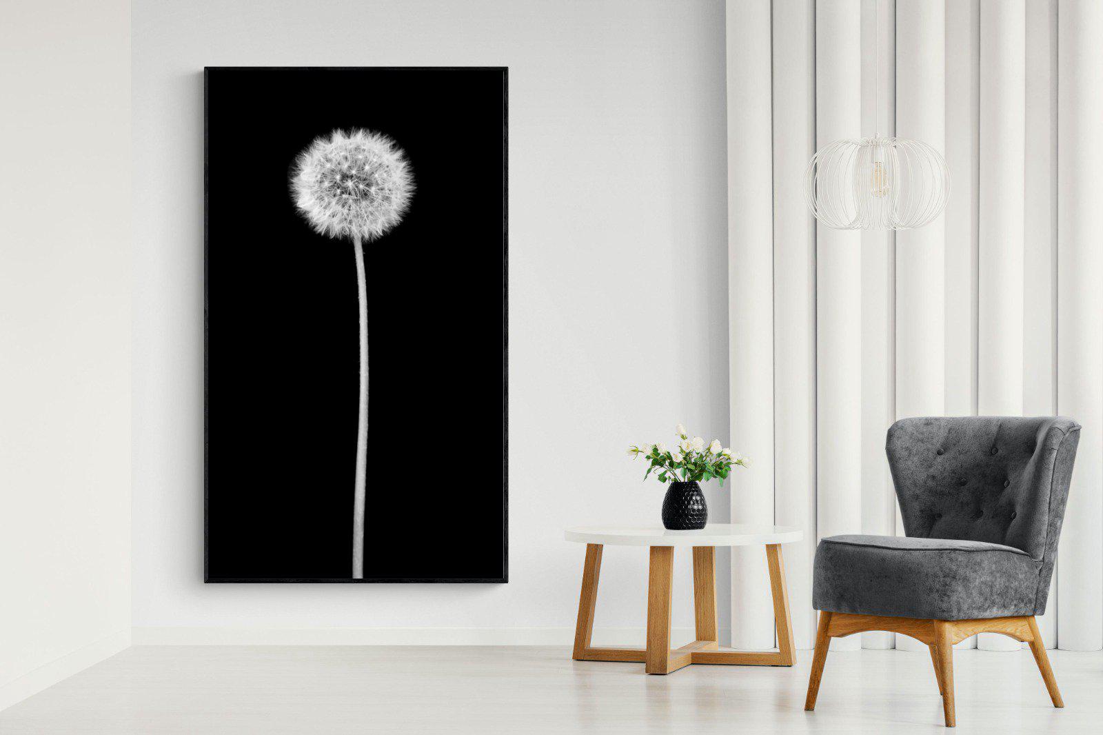 Dandelion Noir-Wall_Art-130 x 220cm-Mounted Canvas-Black-Pixalot