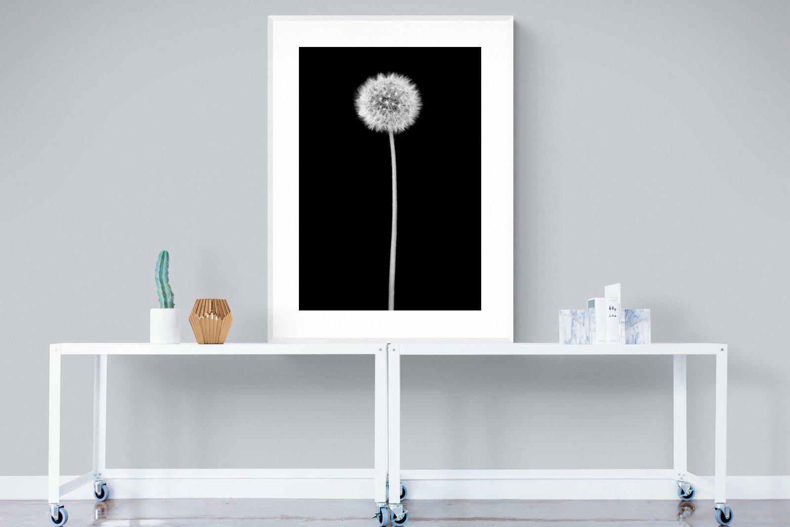 Dandelion Noir-Wall_Art-90 x 120cm-Framed Print-White-Pixalot