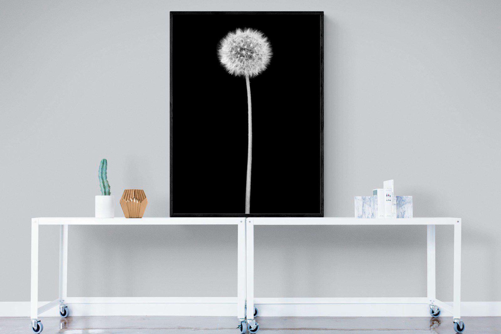 Dandelion Noir-Wall_Art-90 x 120cm-Mounted Canvas-Black-Pixalot