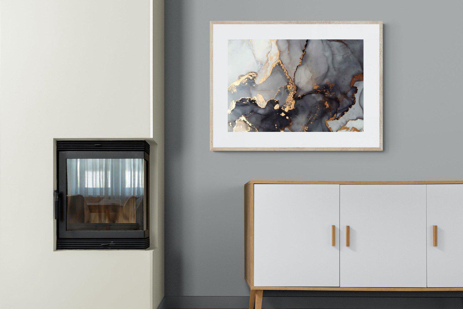 Dark Marble-Wall_Art-100 x 75cm-Framed Print-Wood-Pixalot