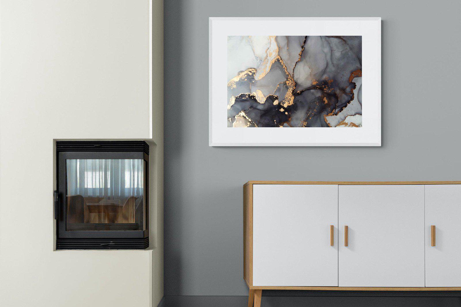 Dark Marble-Wall_Art-100 x 75cm-Framed Print-White-Pixalot
