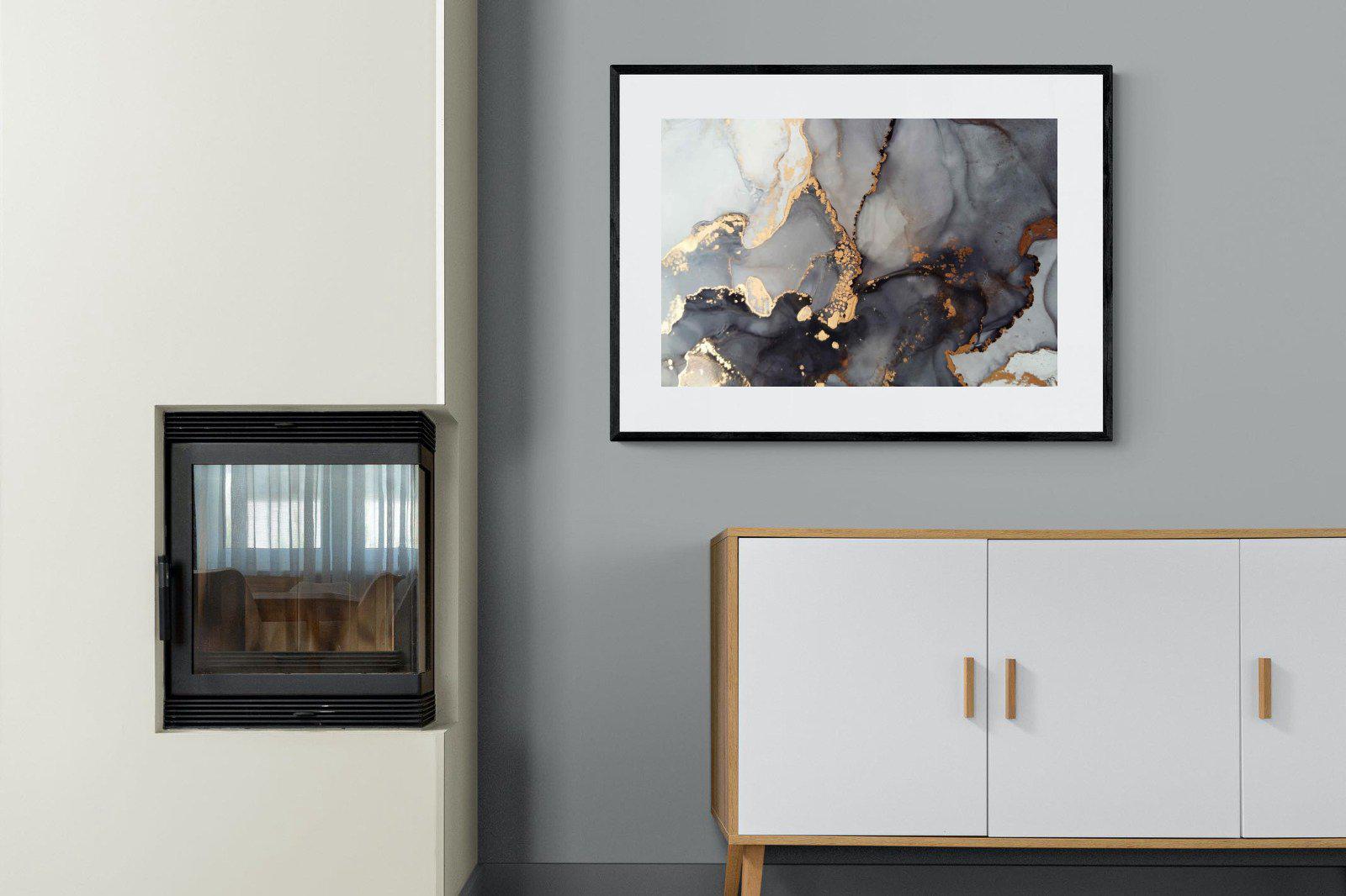 Dark Marble-Wall_Art-100 x 75cm-Framed Print-Black-Pixalot