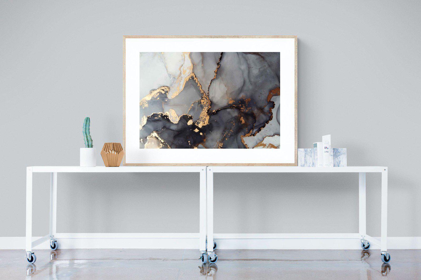 Dark Marble-Wall_Art-120 x 90cm-Framed Print-Wood-Pixalot