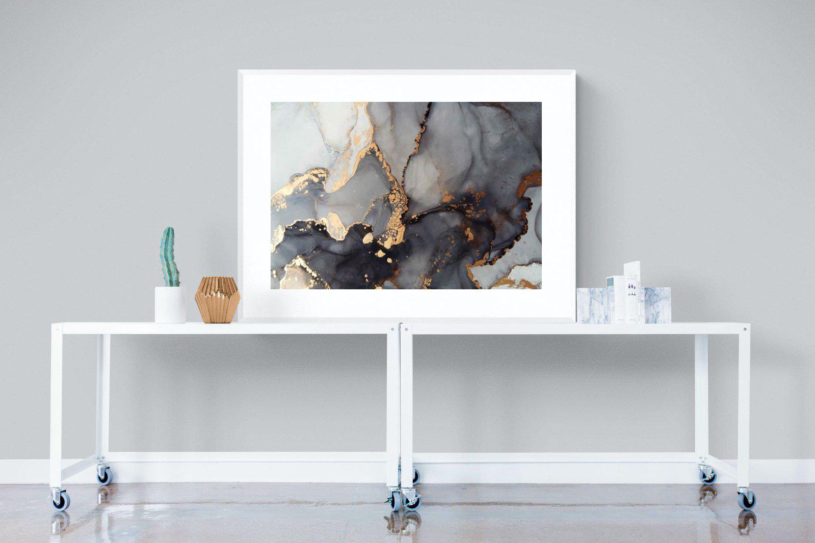 Dark Marble-Wall_Art-120 x 90cm-Framed Print-White-Pixalot