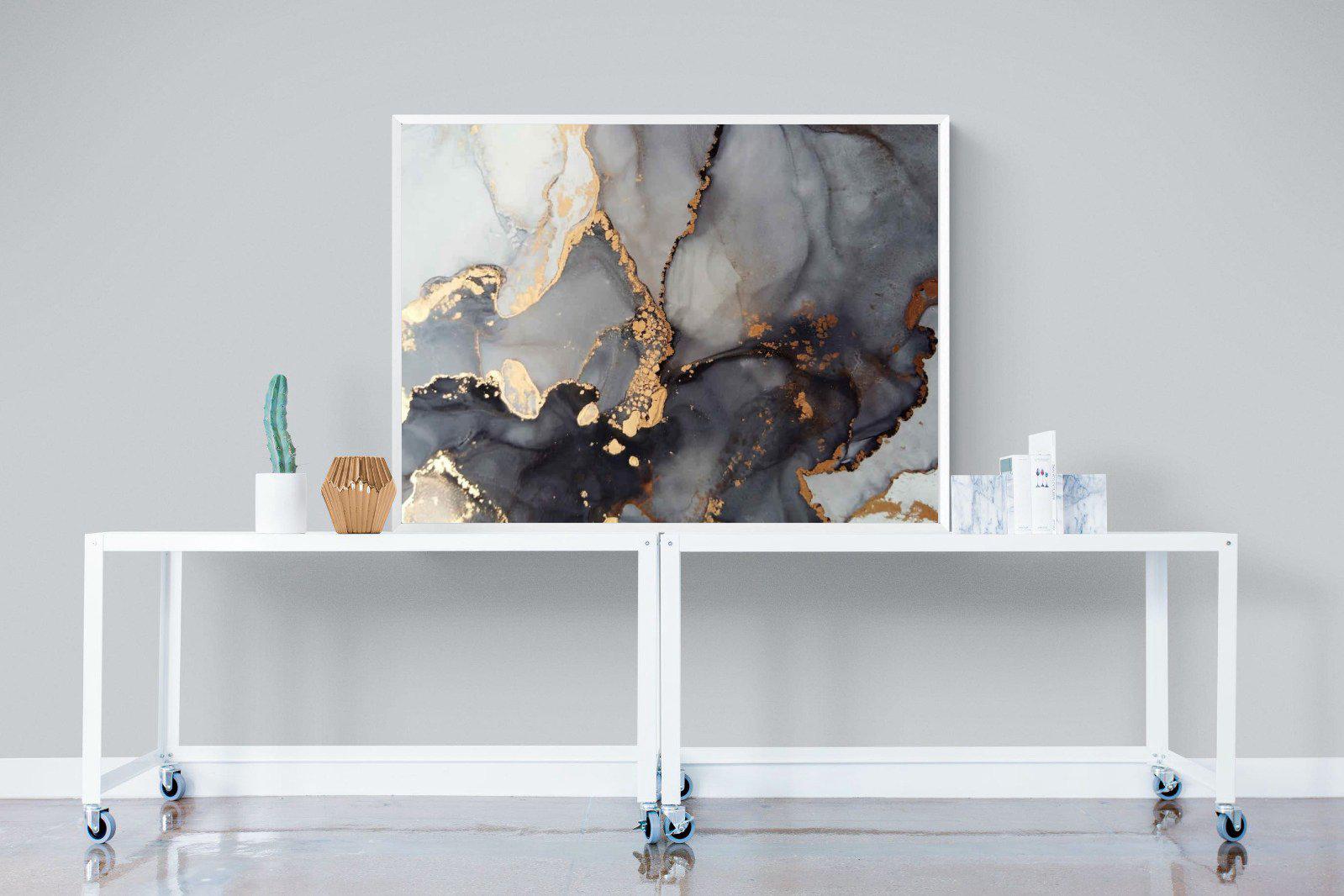 Dark Marble-Wall_Art-120 x 90cm-Mounted Canvas-White-Pixalot