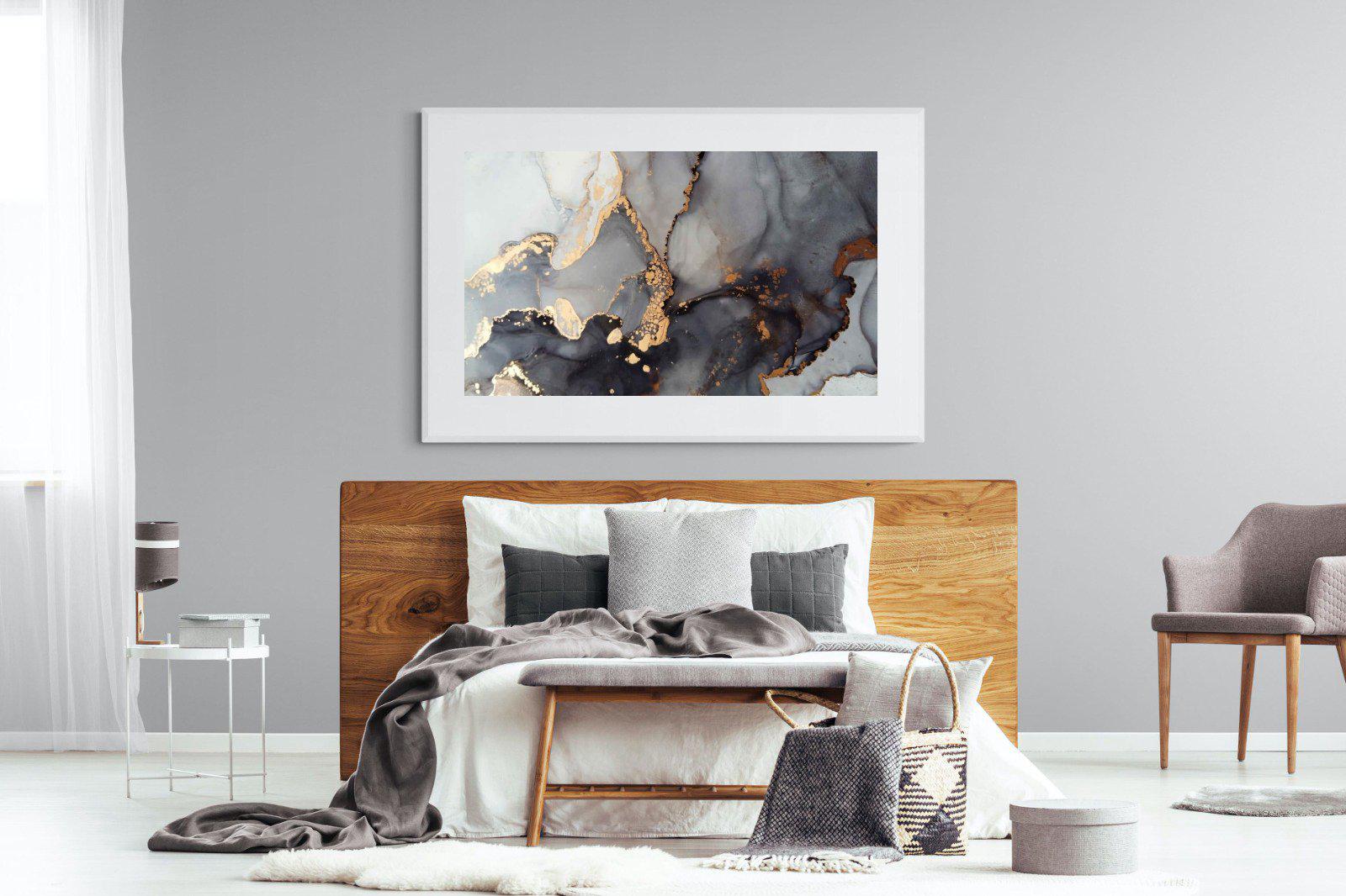 Dark Marble-Wall_Art-150 x 100cm-Framed Print-White-Pixalot