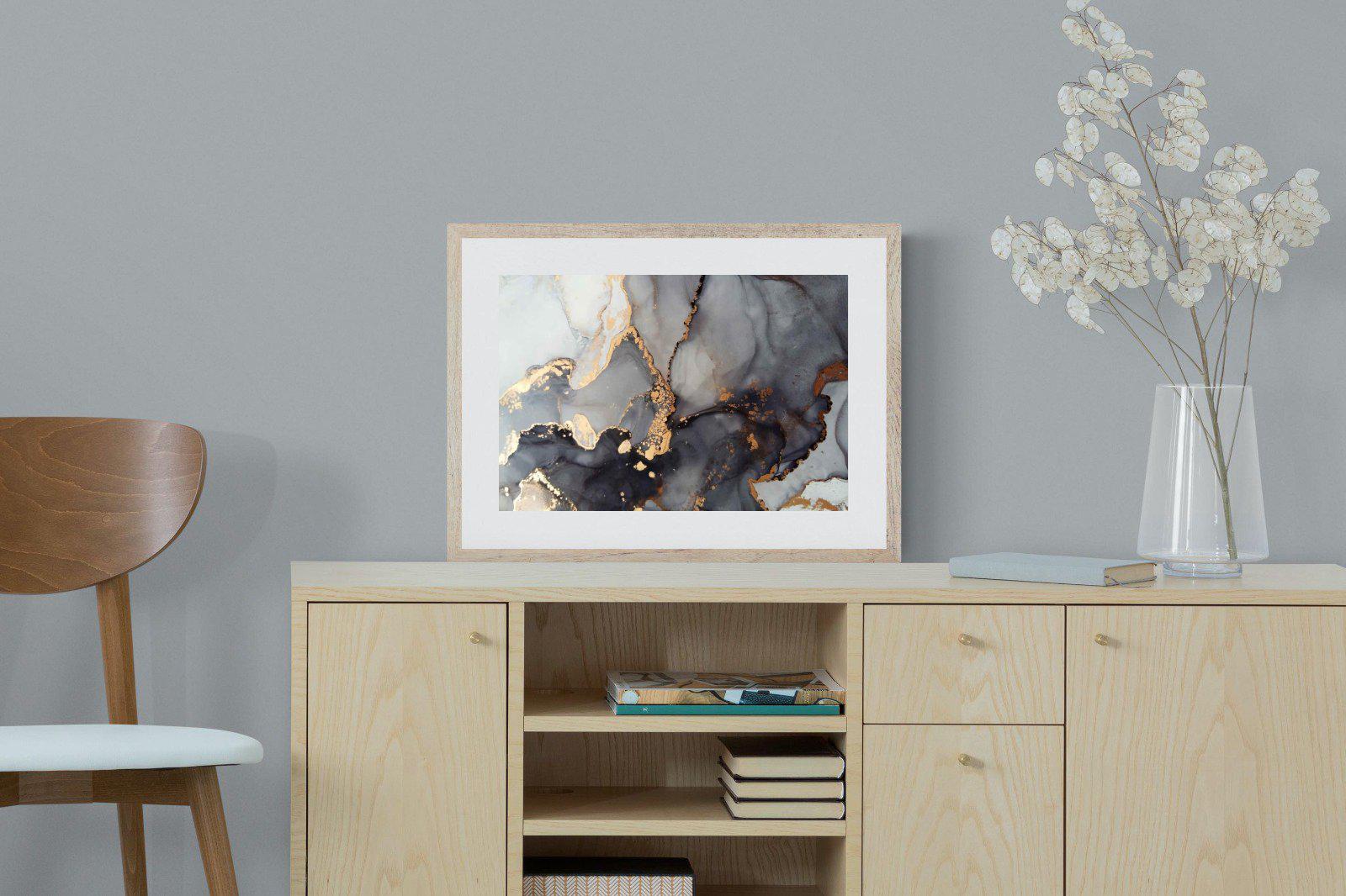 Dark Marble-Wall_Art-60 x 45cm-Framed Print-Wood-Pixalot