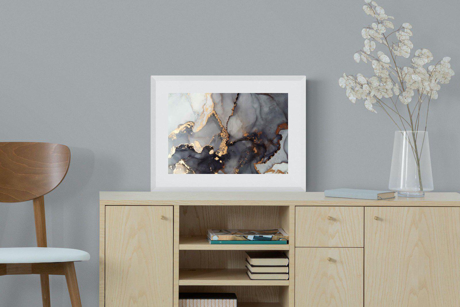 Dark Marble-Wall_Art-60 x 45cm-Framed Print-White-Pixalot