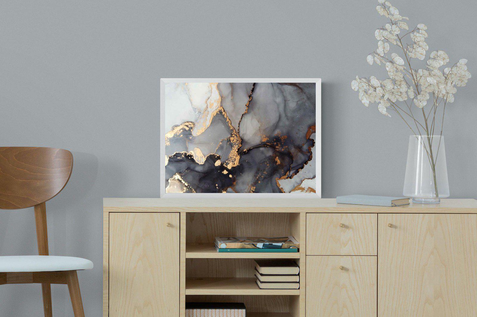 Dark Marble-Wall_Art-60 x 45cm-Mounted Canvas-White-Pixalot