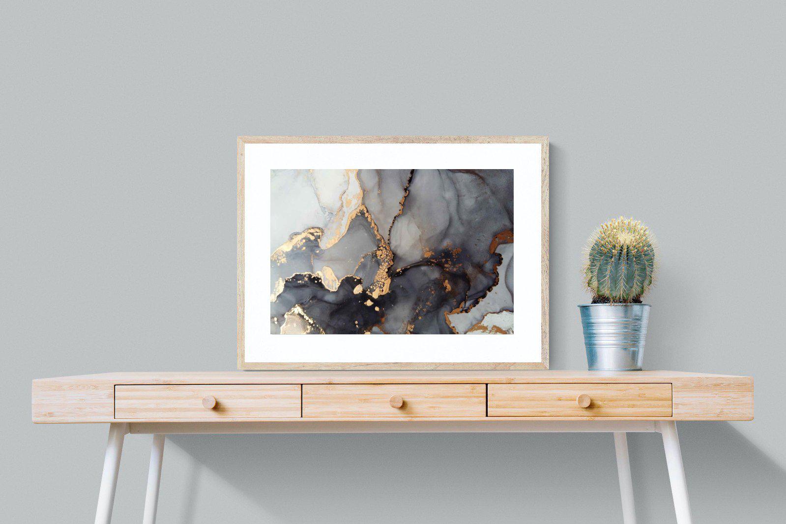 Dark Marble-Wall_Art-80 x 60cm-Framed Print-Wood-Pixalot
