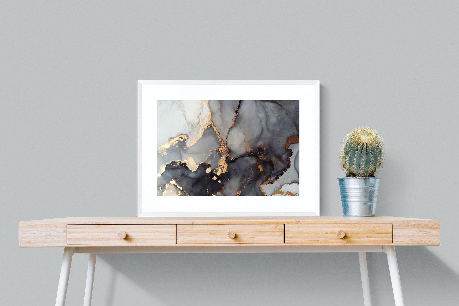 Dark Marble-Wall_Art-80 x 60cm-Framed Print-White-Pixalot