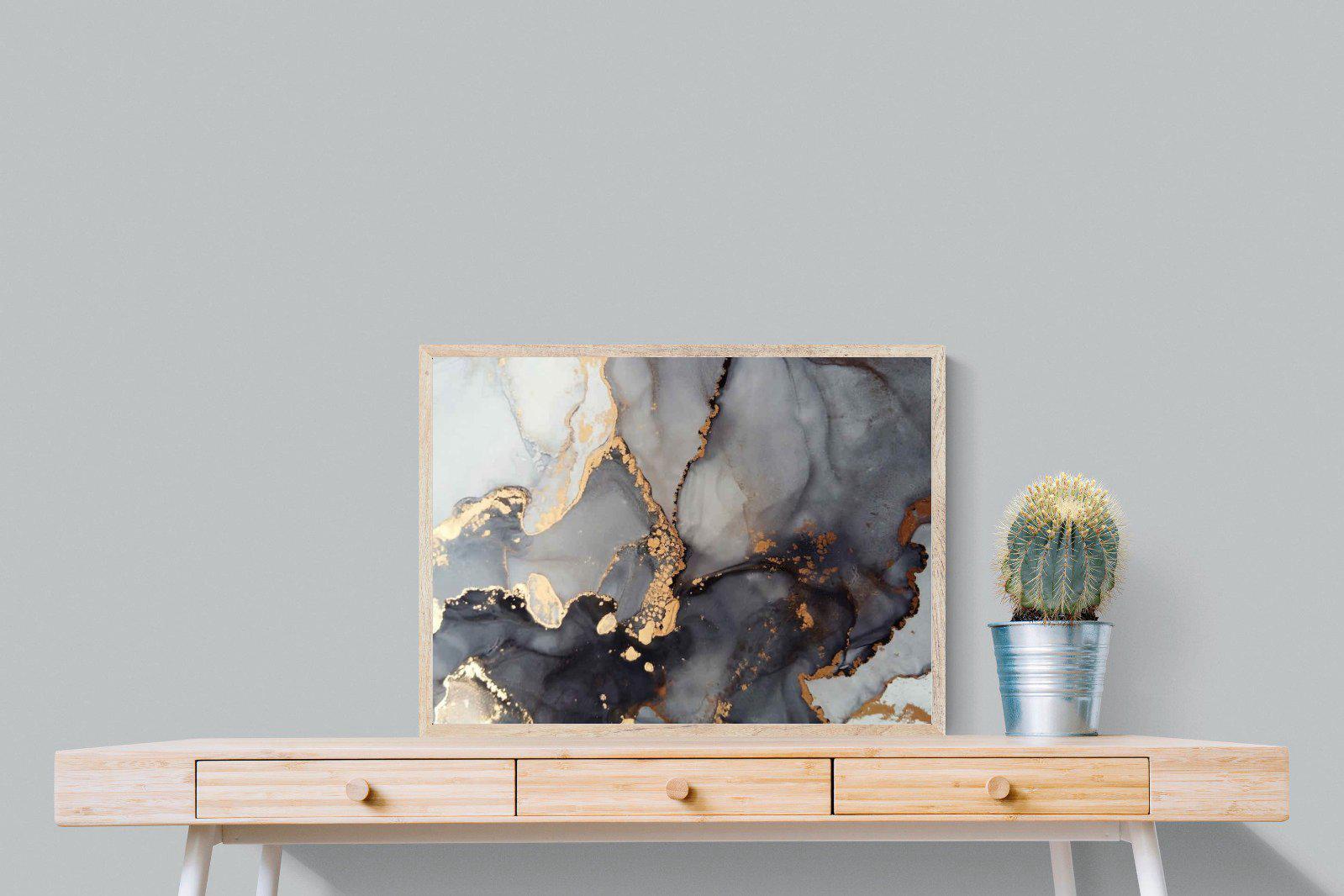 Dark Marble-Wall_Art-80 x 60cm-Mounted Canvas-Wood-Pixalot