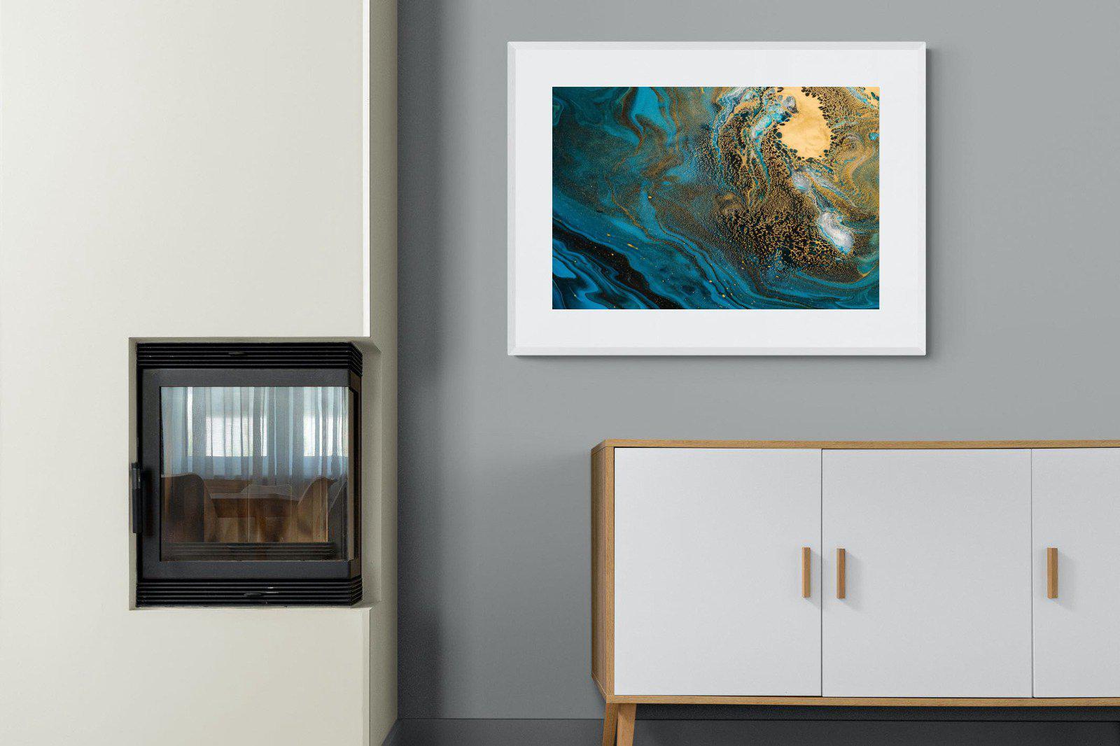 Deep Blue Gold-Wall_Art-100 x 75cm-Framed Print-White-Pixalot