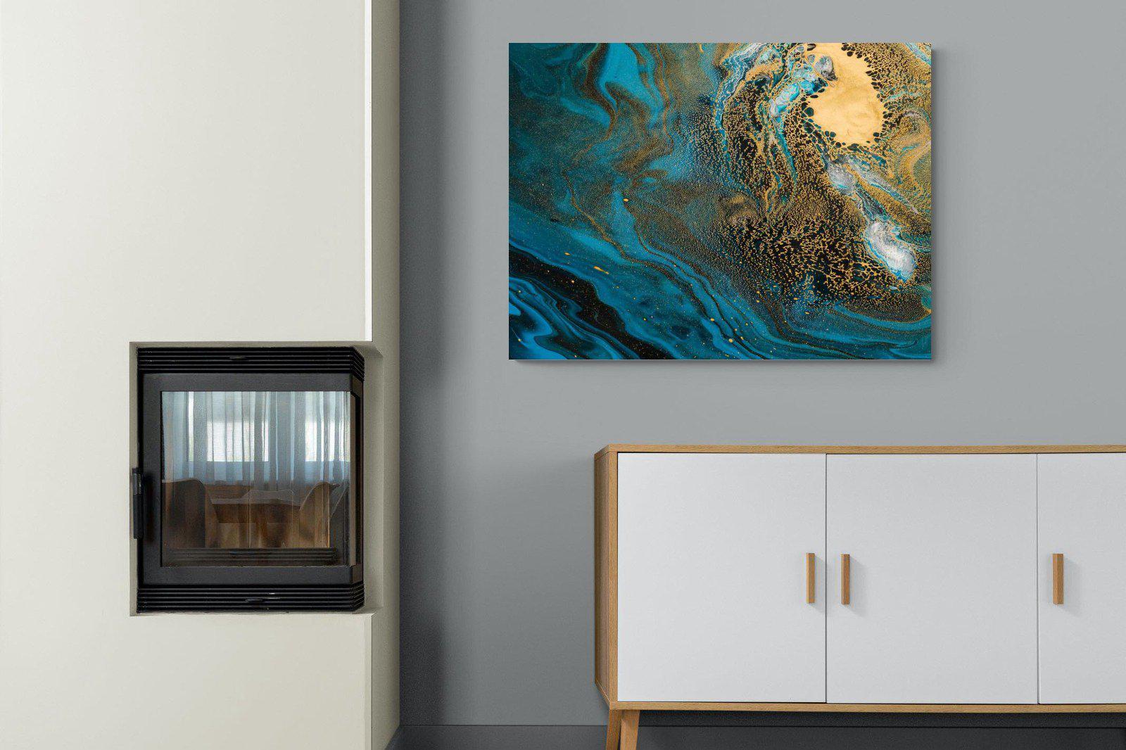 Deep Blue Gold-Wall_Art-100 x 75cm-Mounted Canvas-No Frame-Pixalot