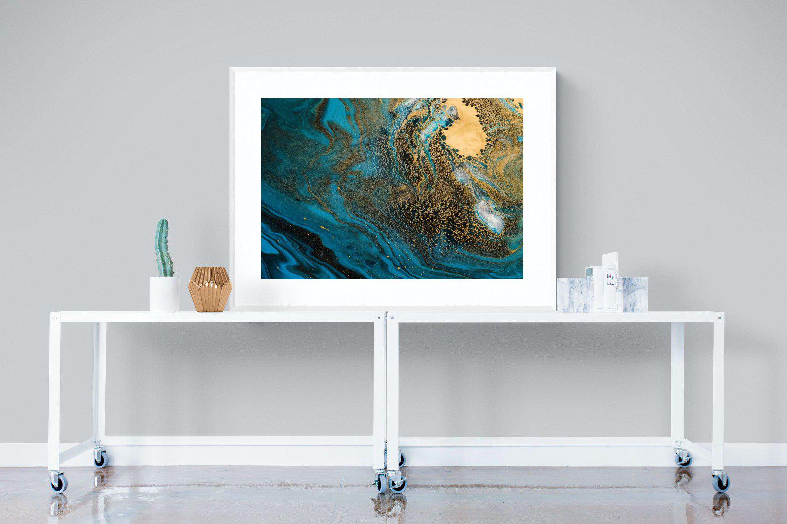 Deep Blue Gold-Wall_Art-120 x 90cm-Framed Print-White-Pixalot