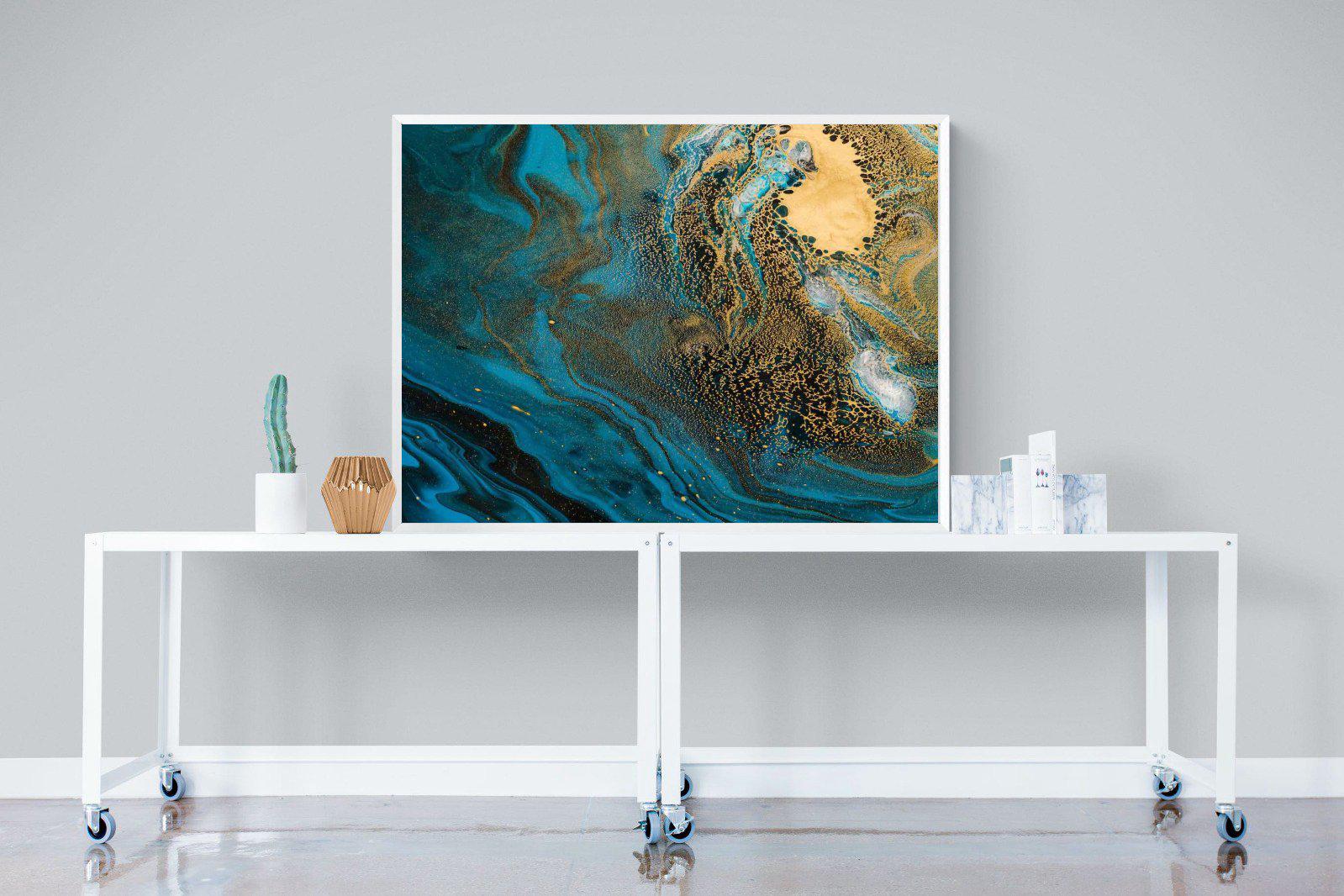Deep Blue Gold-Wall_Art-120 x 90cm-Mounted Canvas-White-Pixalot