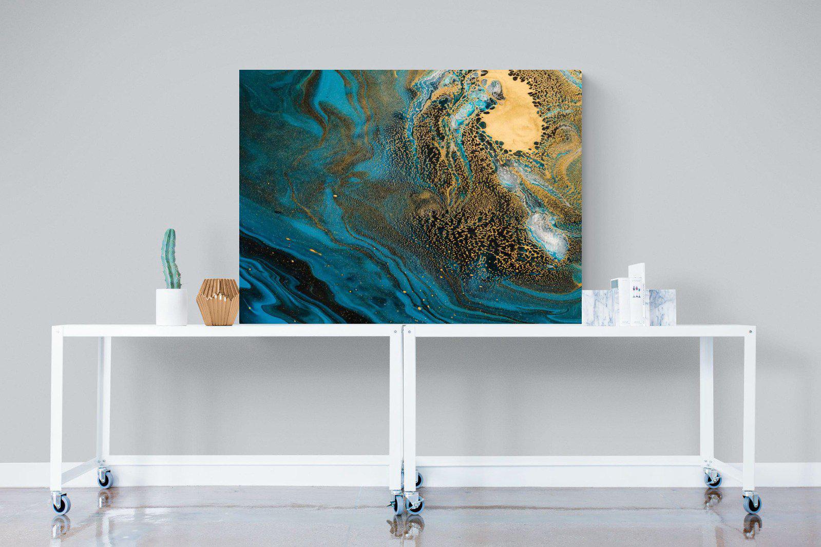 Deep Blue Gold-Wall_Art-120 x 90cm-Mounted Canvas-No Frame-Pixalot