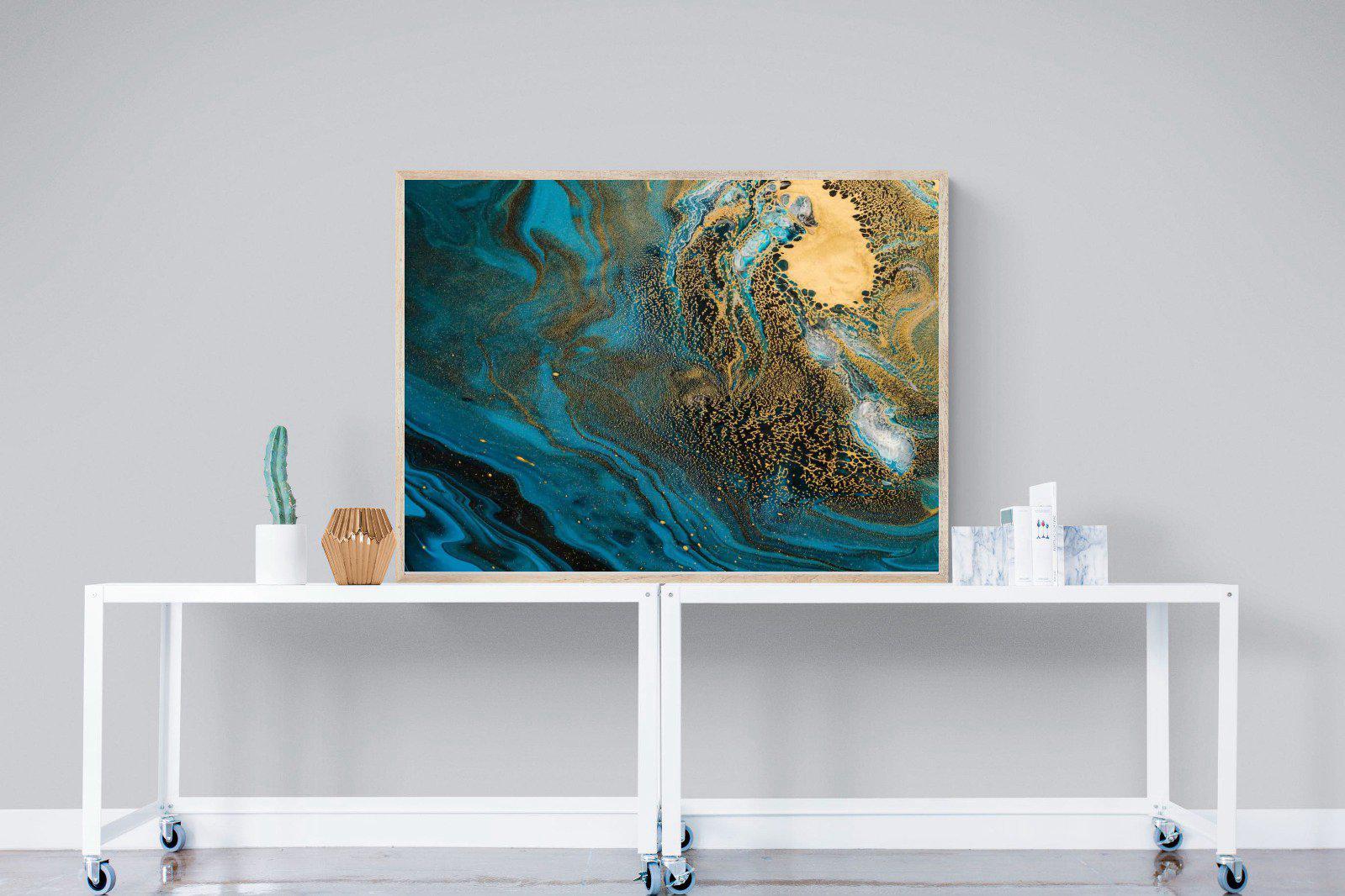 Deep Blue Gold-Wall_Art-120 x 90cm-Mounted Canvas-Wood-Pixalot
