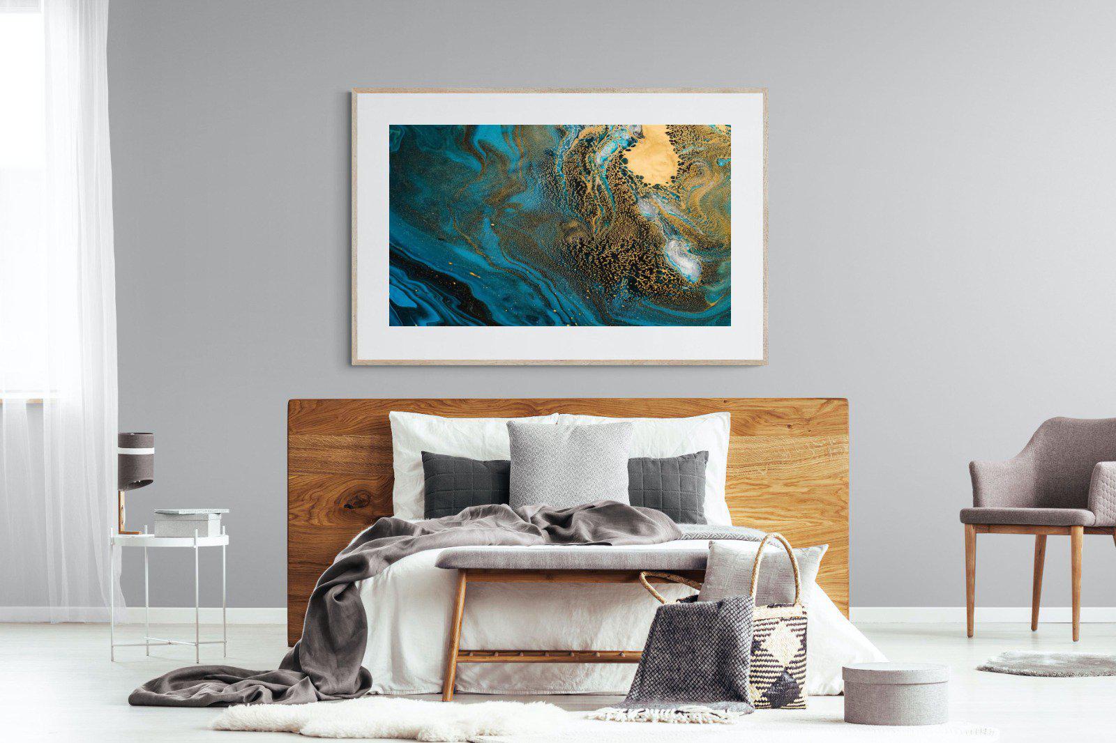 Deep Blue Gold-Wall_Art-150 x 100cm-Framed Print-Wood-Pixalot