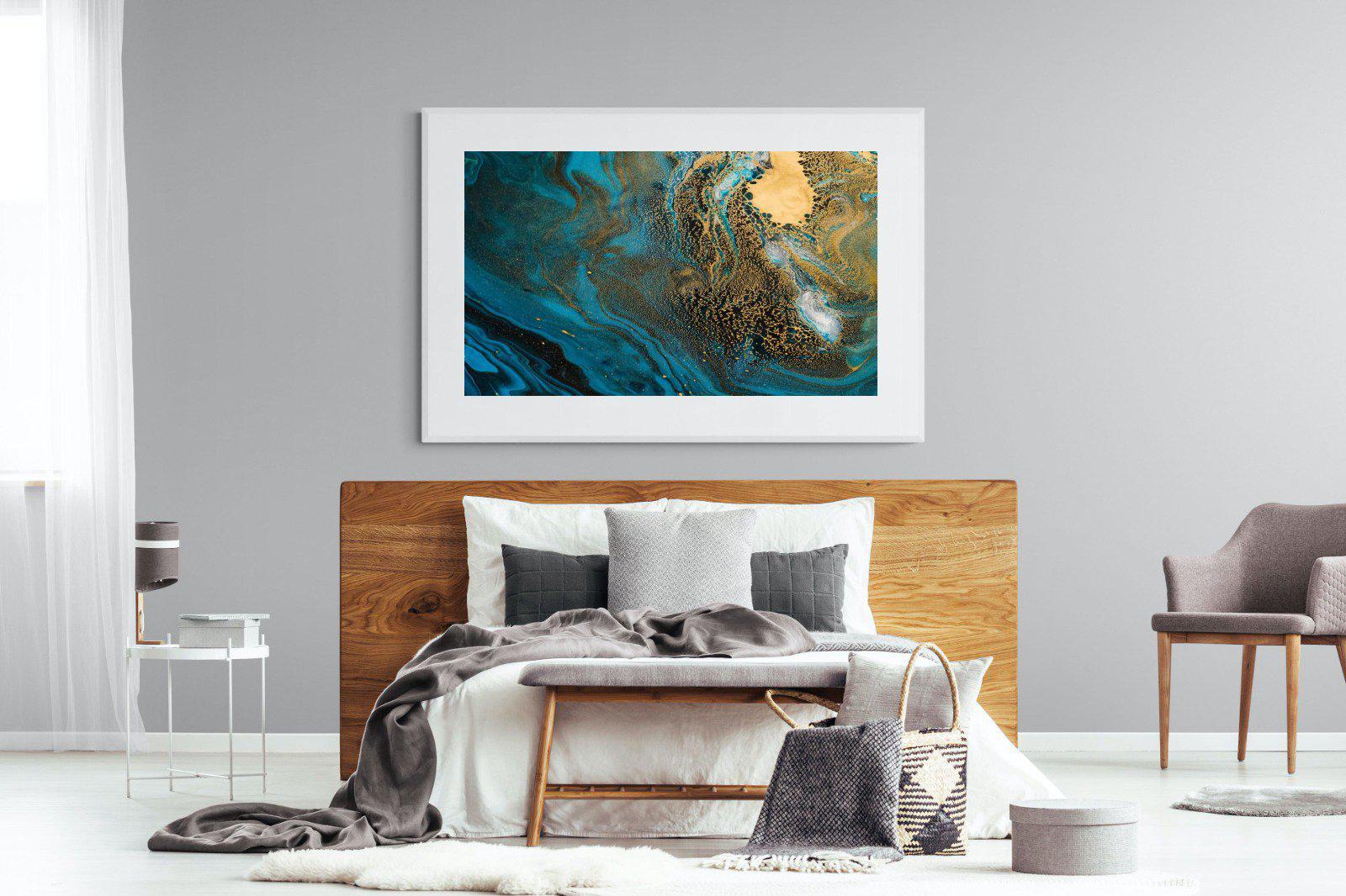 Deep Blue Gold-Wall_Art-150 x 100cm-Framed Print-White-Pixalot