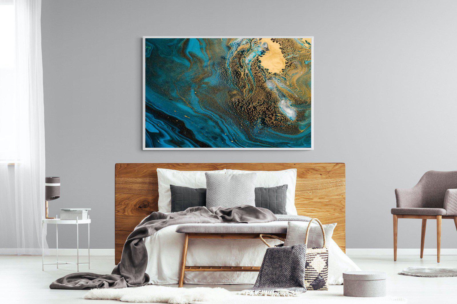 Deep Blue Gold-Wall_Art-150 x 100cm-Mounted Canvas-White-Pixalot