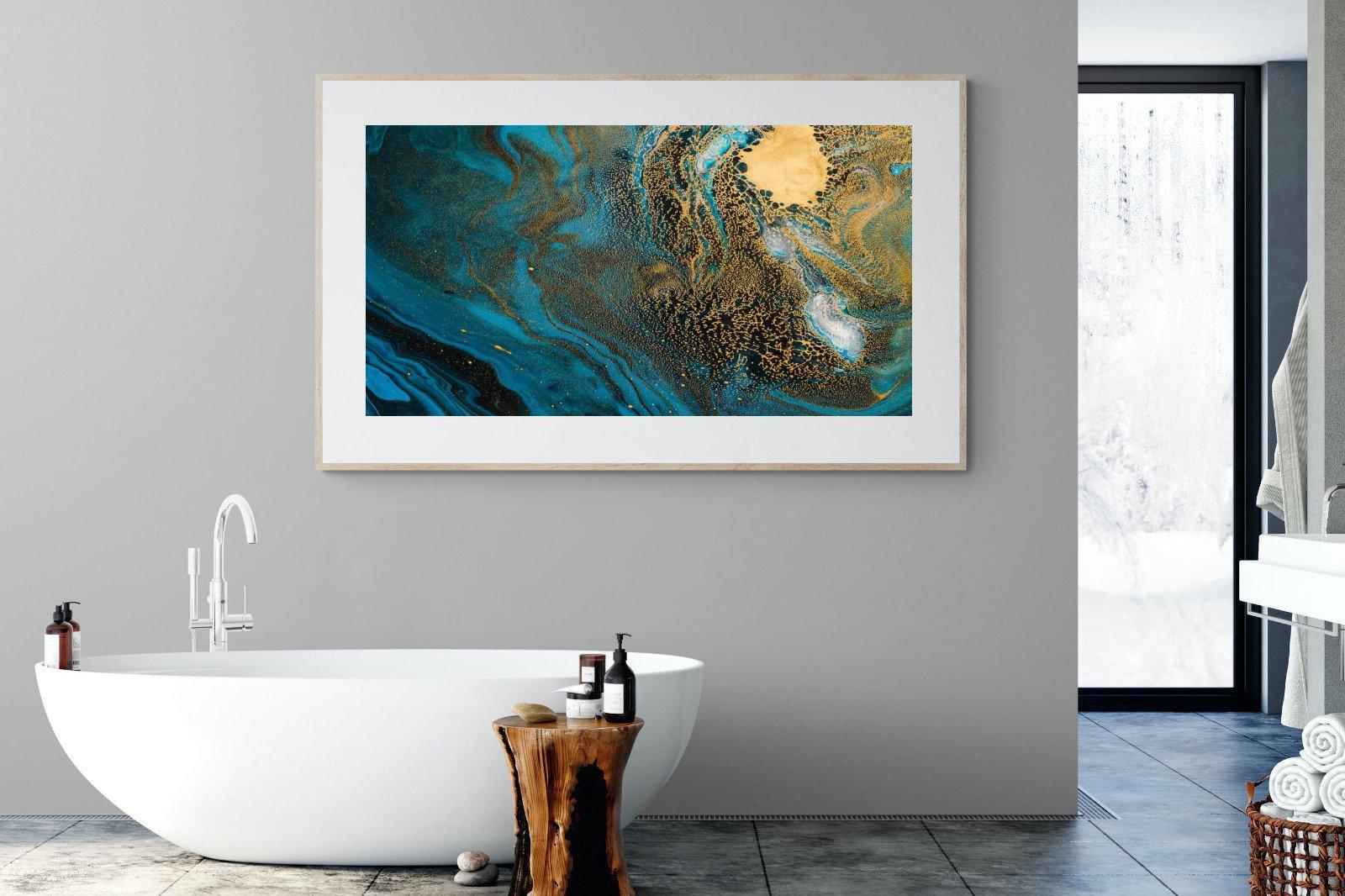 Deep Blue Gold-Wall_Art-180 x 110cm-Framed Print-Wood-Pixalot