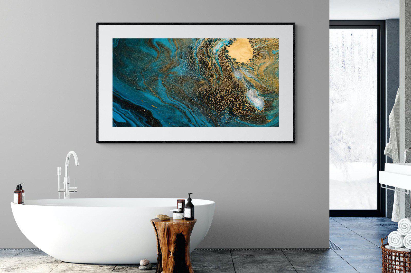 Deep Blue Gold-Wall_Art-180 x 110cm-Framed Print-Black-Pixalot