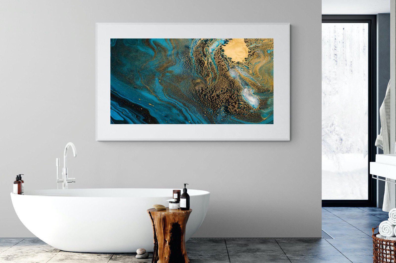 Deep Blue Gold-Wall_Art-180 x 110cm-Framed Print-White-Pixalot