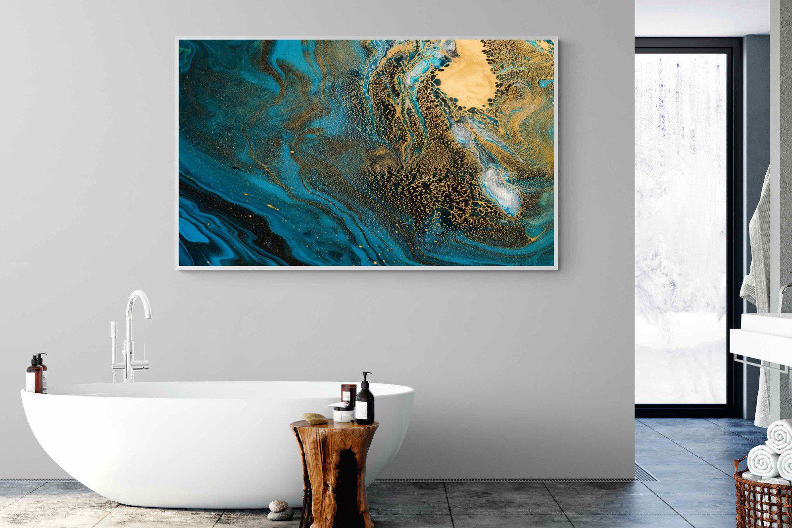 Deep Blue Gold-Wall_Art-180 x 110cm-Mounted Canvas-White-Pixalot