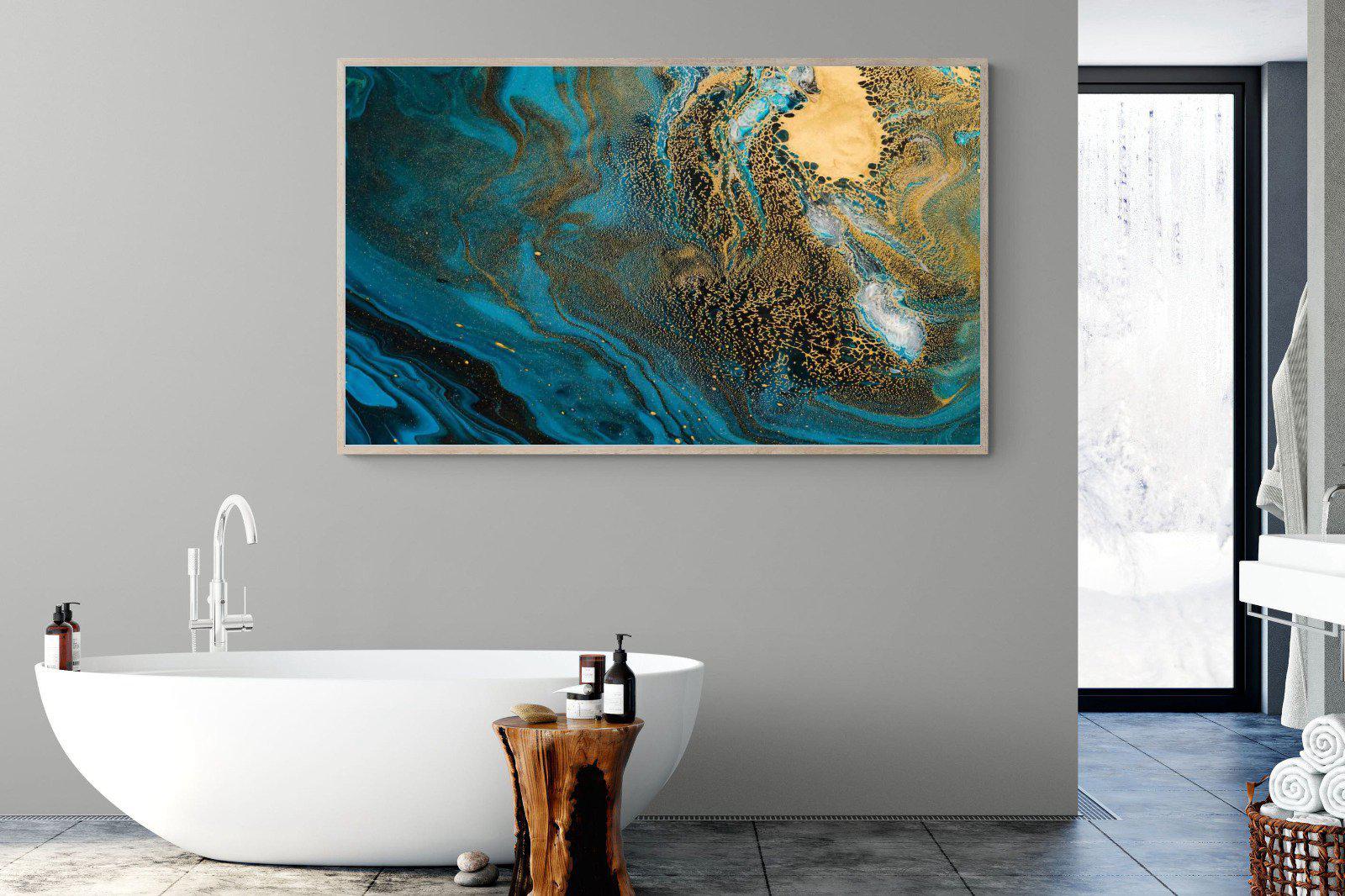 Deep Blue Gold-Wall_Art-180 x 110cm-Mounted Canvas-Wood-Pixalot
