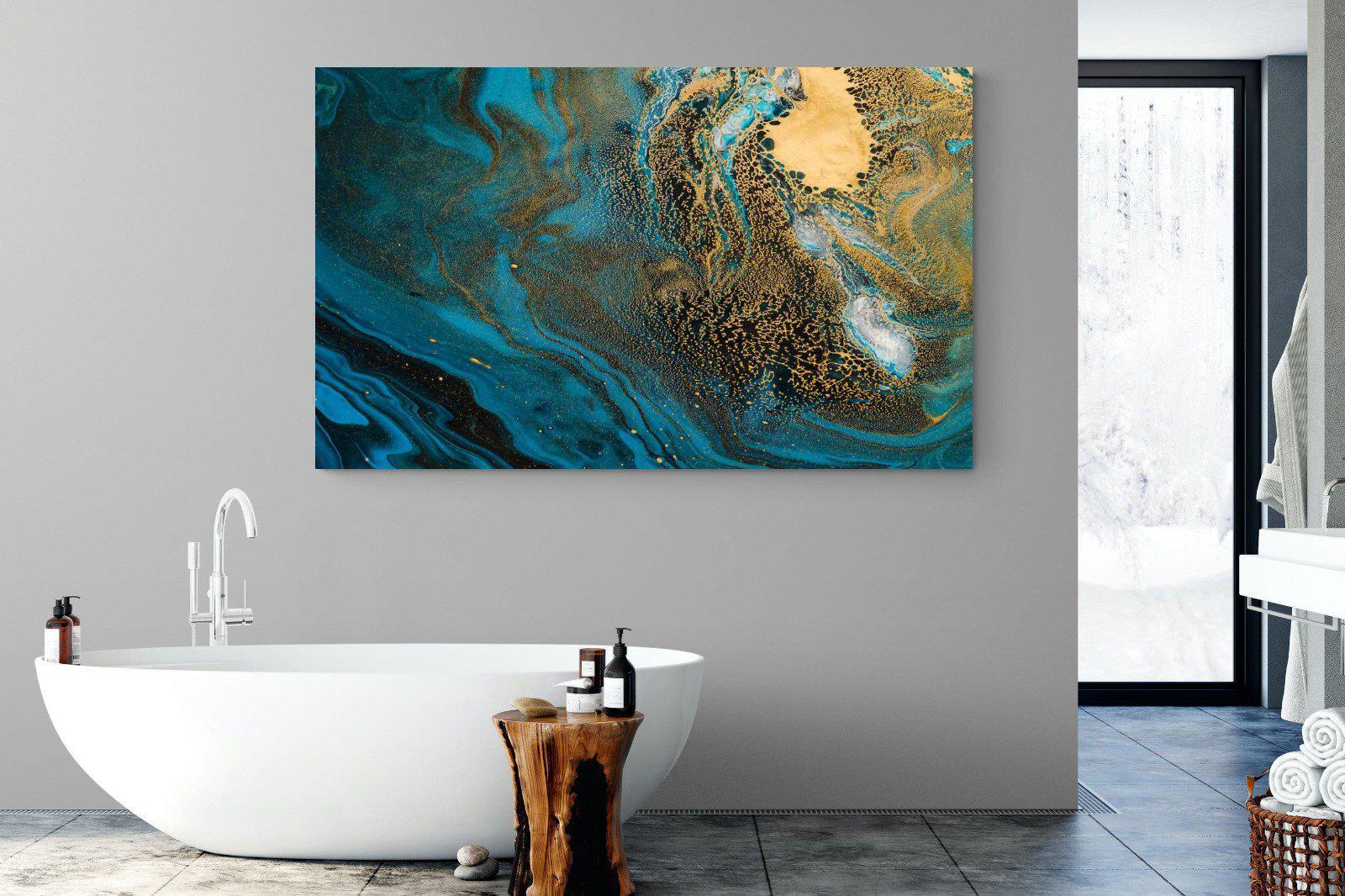 Deep Blue Gold-Wall_Art-180 x 110cm-Mounted Canvas-No Frame-Pixalot
