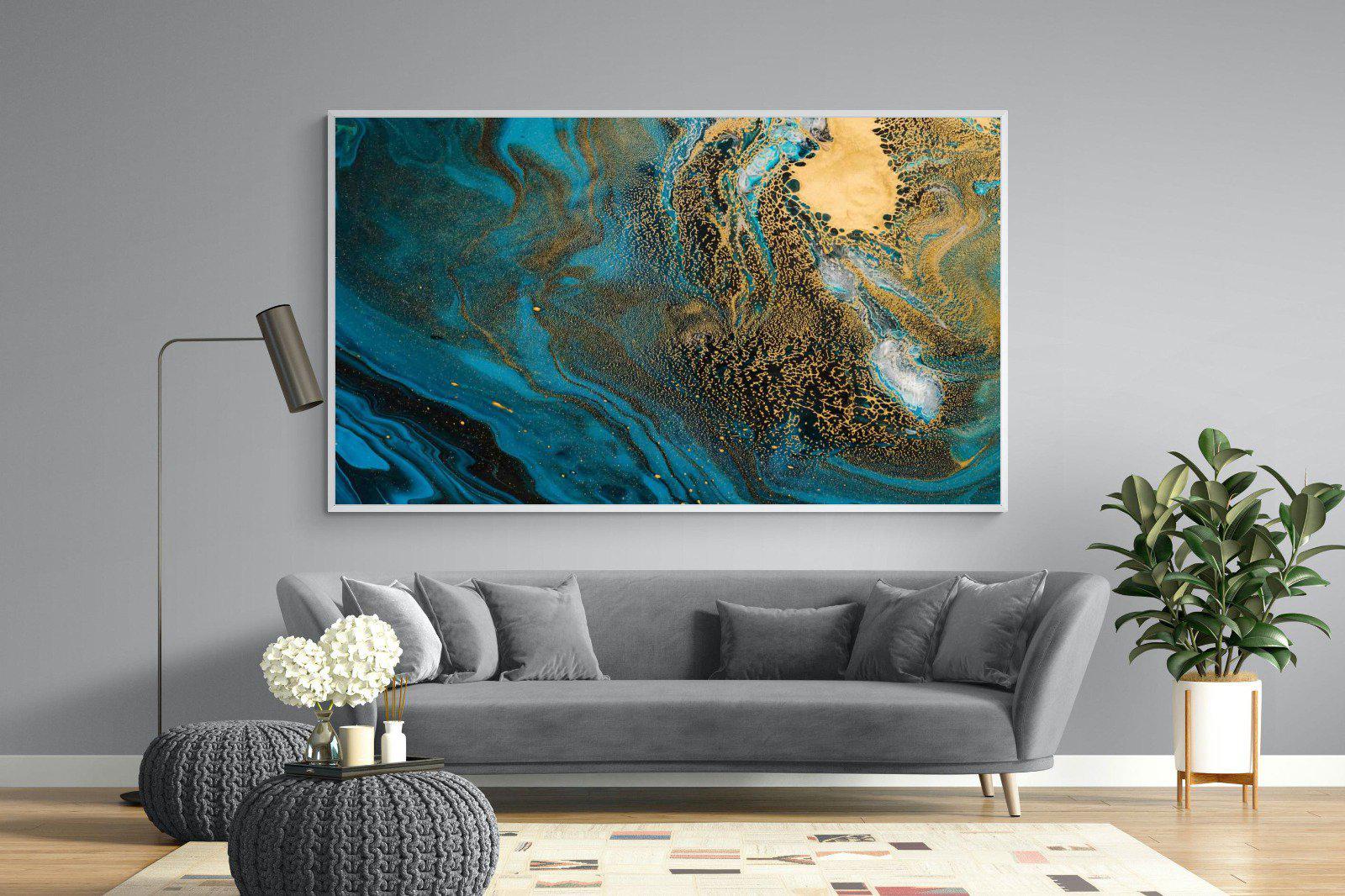 Deep Blue Gold-Wall_Art-220 x 130cm-Mounted Canvas-White-Pixalot