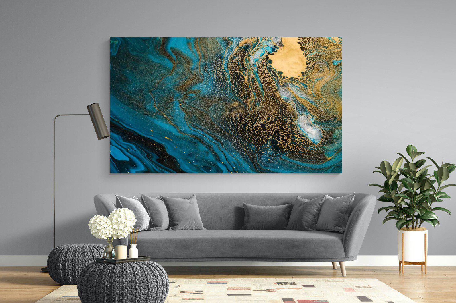 Deep Blue Gold-Wall_Art-220 x 130cm-Mounted Canvas-No Frame-Pixalot