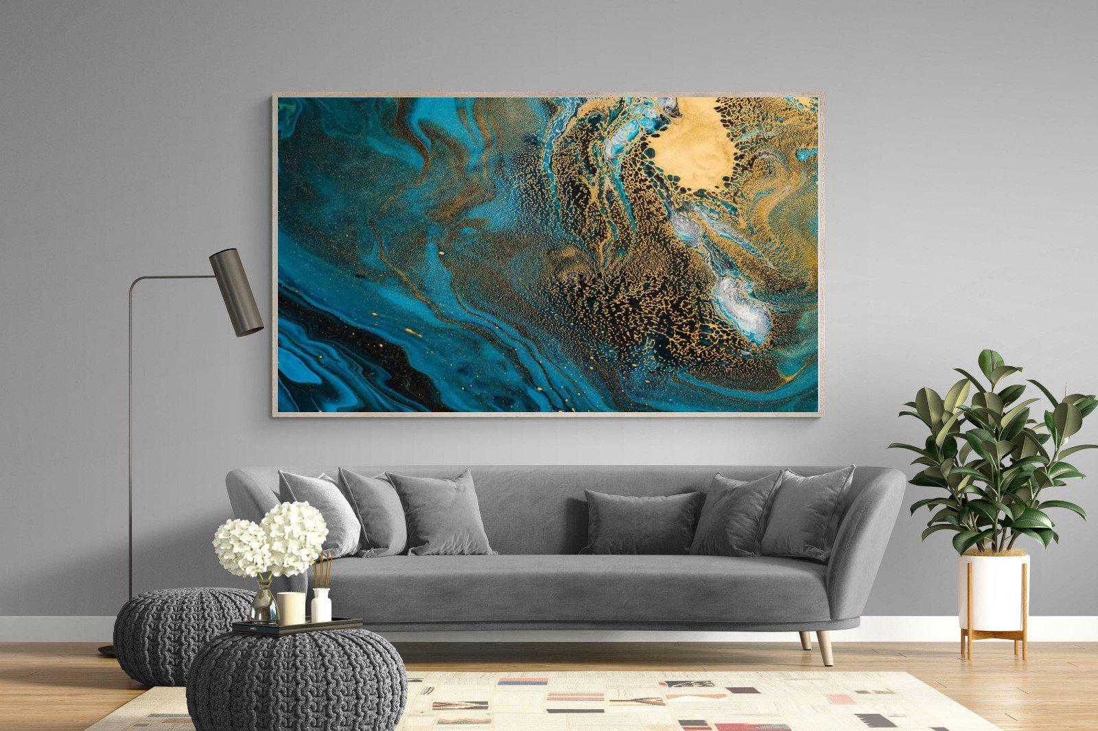 Deep Blue Gold-Wall_Art-220 x 130cm-Mounted Canvas-Wood-Pixalot