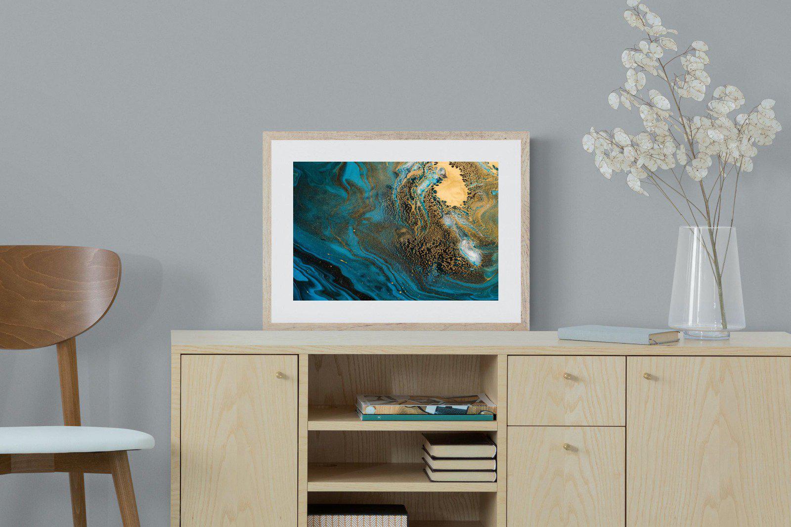 Deep Blue Gold-Wall_Art-60 x 45cm-Framed Print-Wood-Pixalot