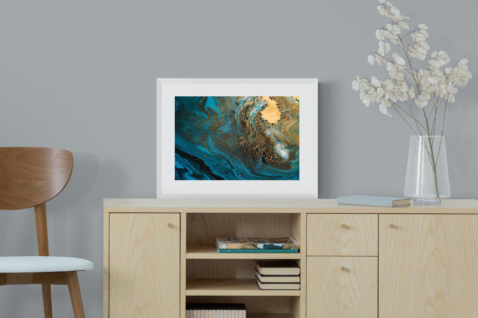 Deep Blue Gold-Wall_Art-60 x 45cm-Framed Print-White-Pixalot