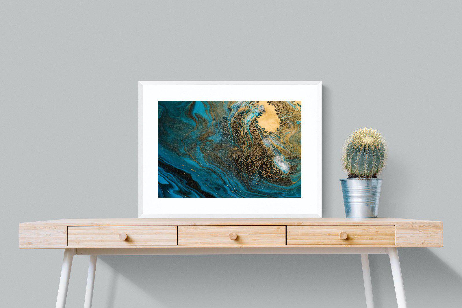 Deep Blue Gold-Wall_Art-80 x 60cm-Framed Print-White-Pixalot