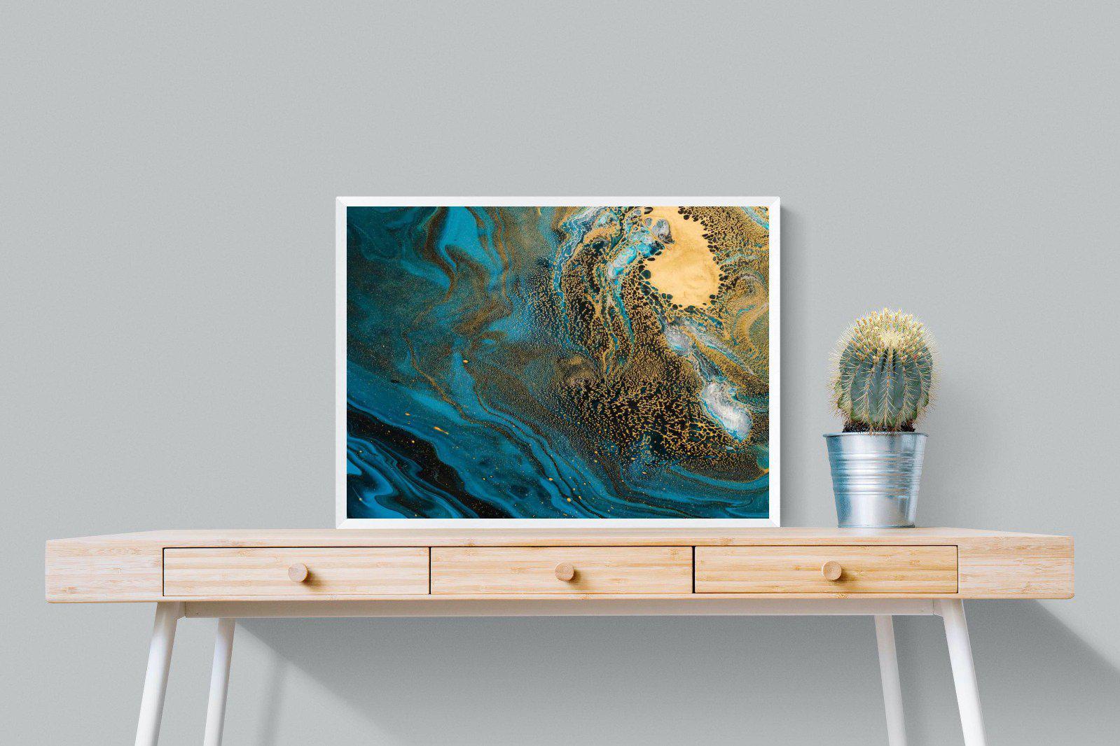 Deep Blue Gold-Wall_Art-80 x 60cm-Mounted Canvas-White-Pixalot