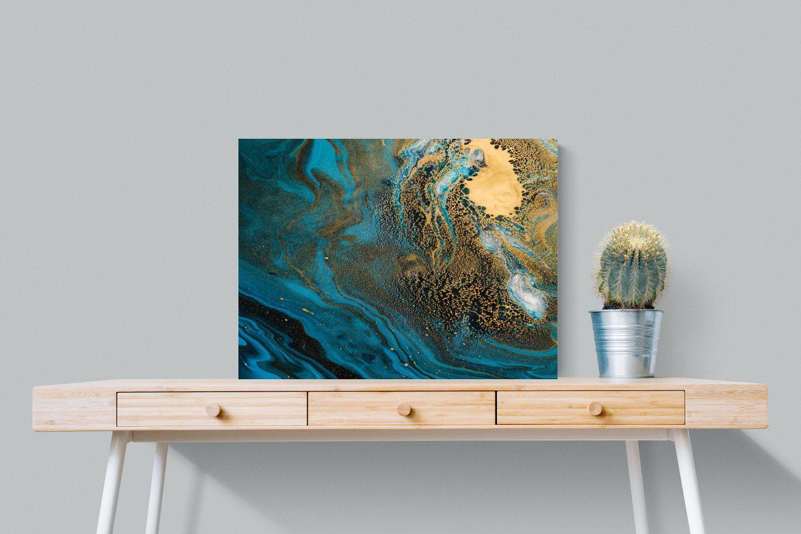 Deep Blue Gold-Wall_Art-80 x 60cm-Mounted Canvas-No Frame-Pixalot