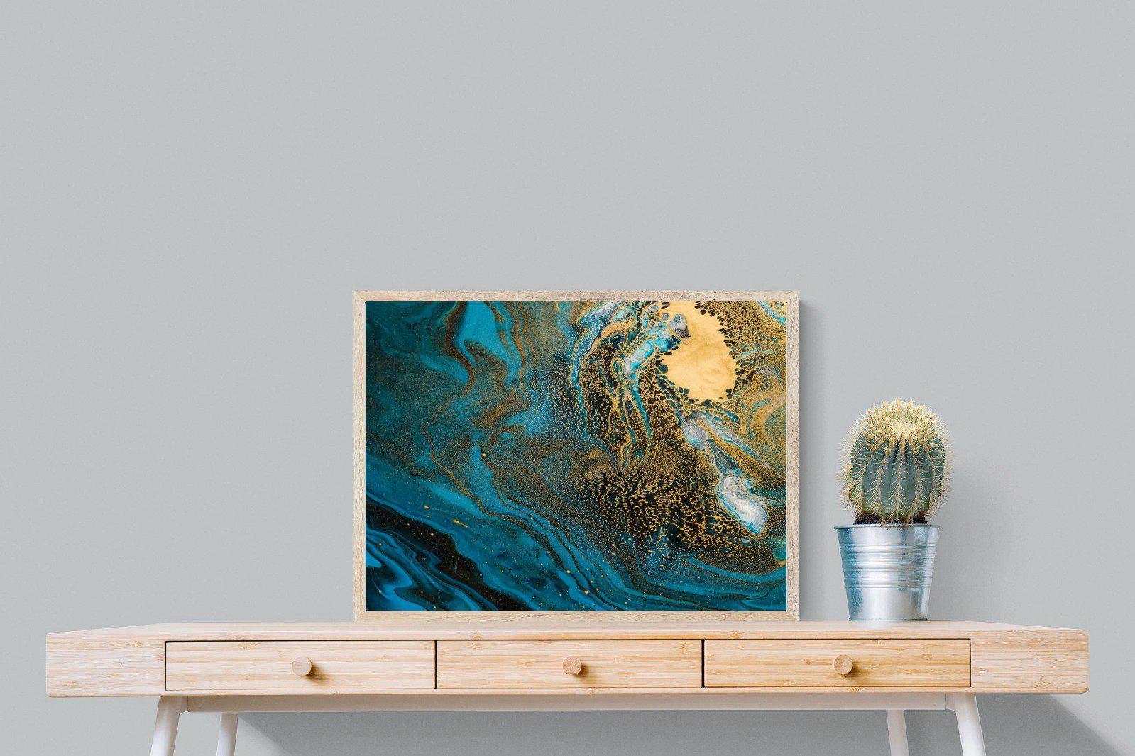 Deep Blue Gold-Wall_Art-80 x 60cm-Mounted Canvas-Wood-Pixalot