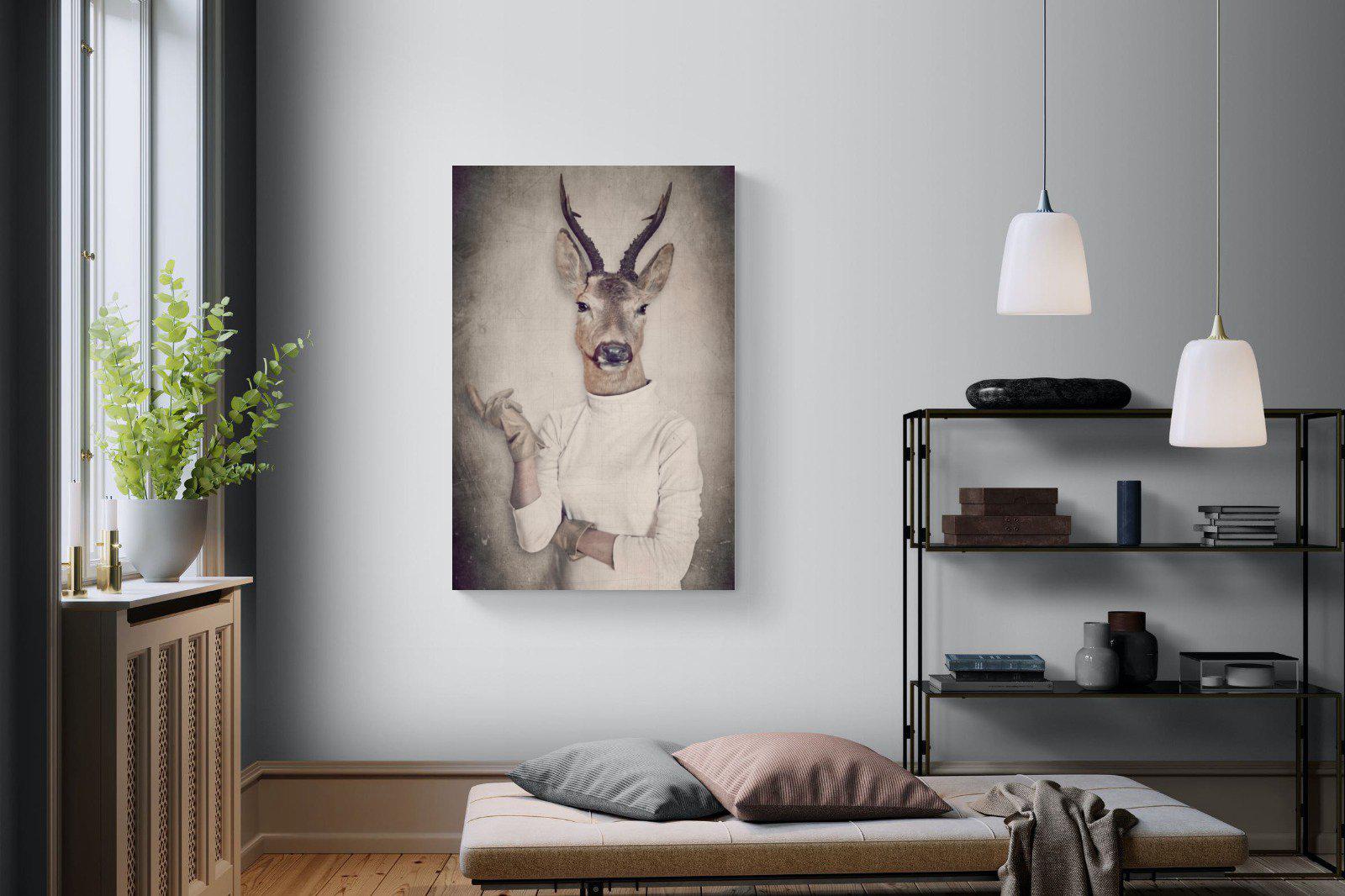 Deer Head-Wall_Art-100 x 150cm-Mounted Canvas-No Frame-Pixalot
