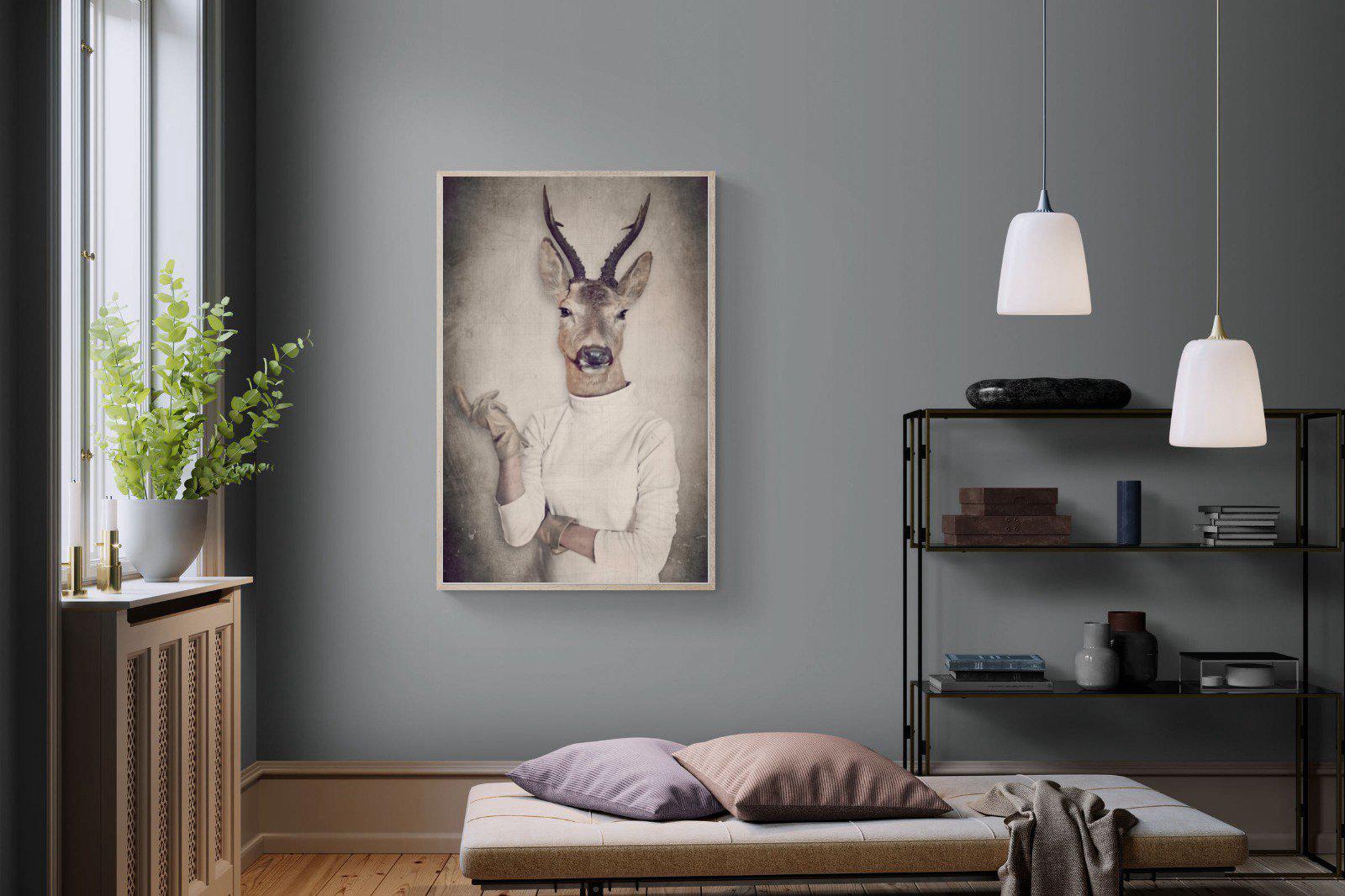 Deer Head-Wall_Art-100 x 150cm-Mounted Canvas-Wood-Pixalot