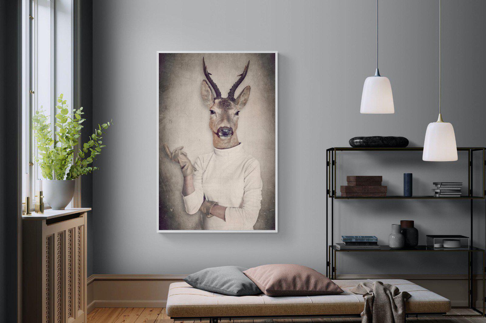 Deer Head-Wall_Art-120 x 180cm-Mounted Canvas-White-Pixalot