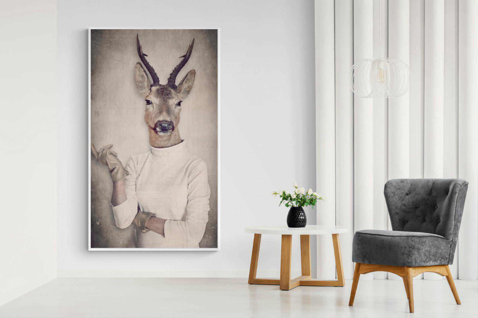 Deer Head-Wall_Art-130 x 220cm-Mounted Canvas-White-Pixalot