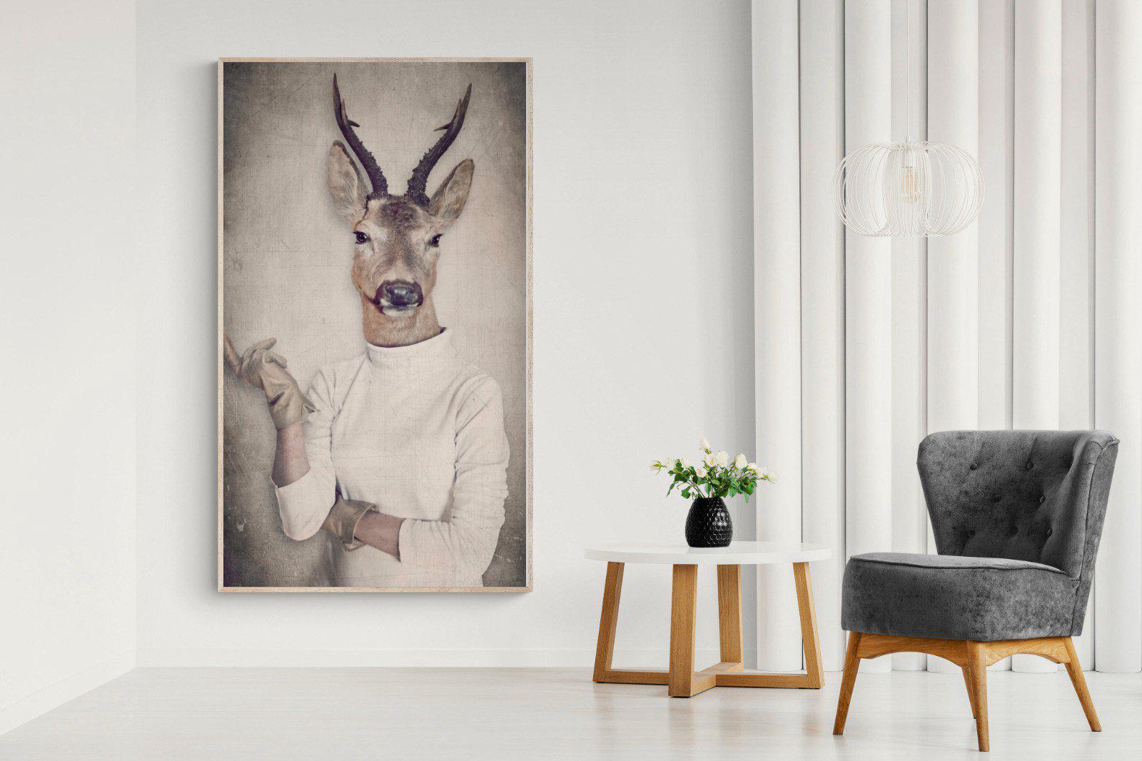 Deer Head-Wall_Art-130 x 220cm-Mounted Canvas-Wood-Pixalot
