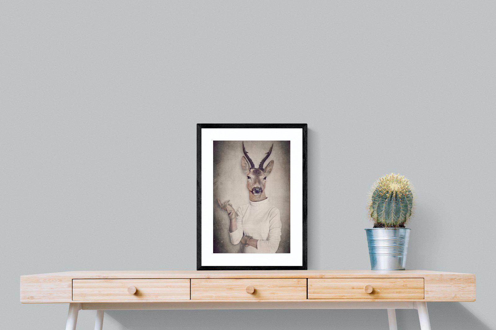 Deer Head-Wall_Art-45 x 60cm-Framed Print-Black-Pixalot
