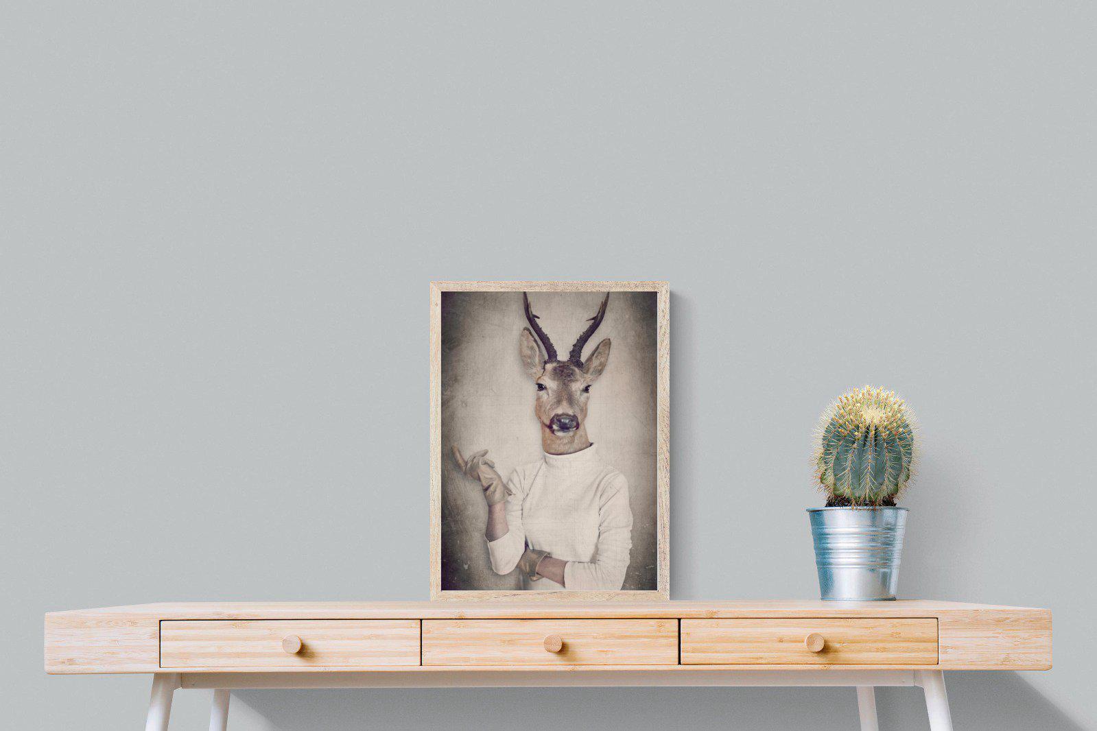 Deer Head-Wall_Art-45 x 60cm-Mounted Canvas-Wood-Pixalot