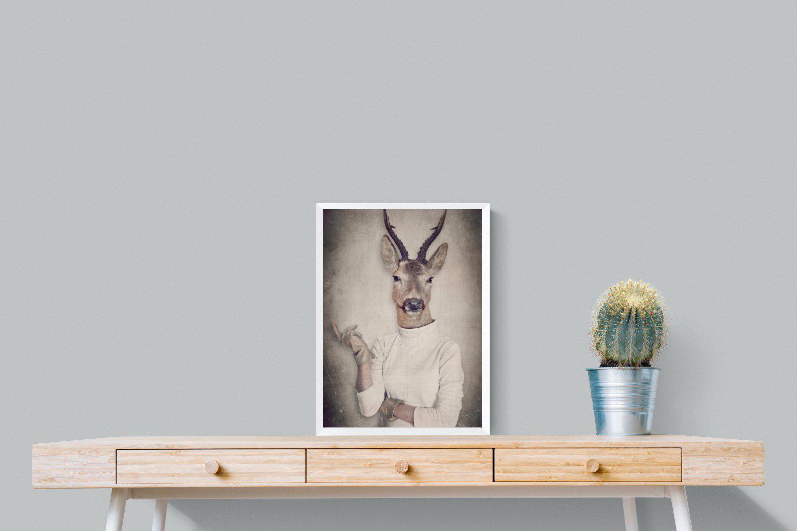Deer Head-Wall_Art-45 x 60cm-Mounted Canvas-White-Pixalot