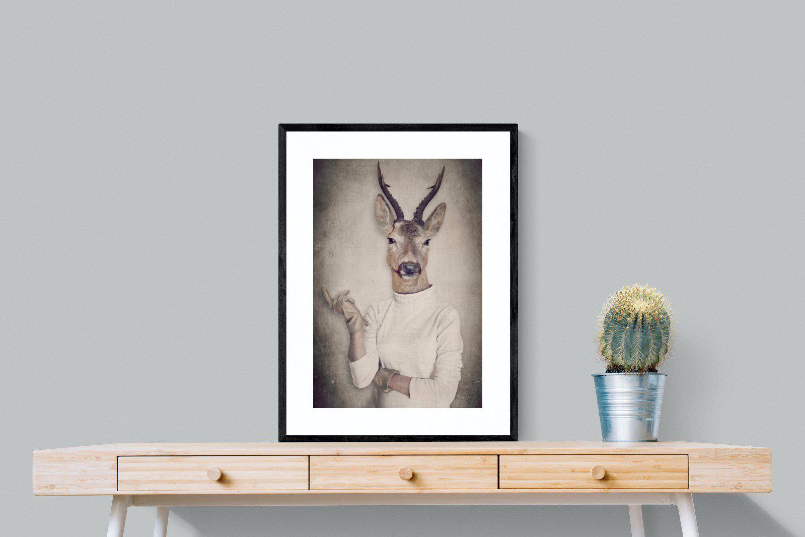 Deer Head-Wall_Art-60 x 80cm-Framed Print-Black-Pixalot